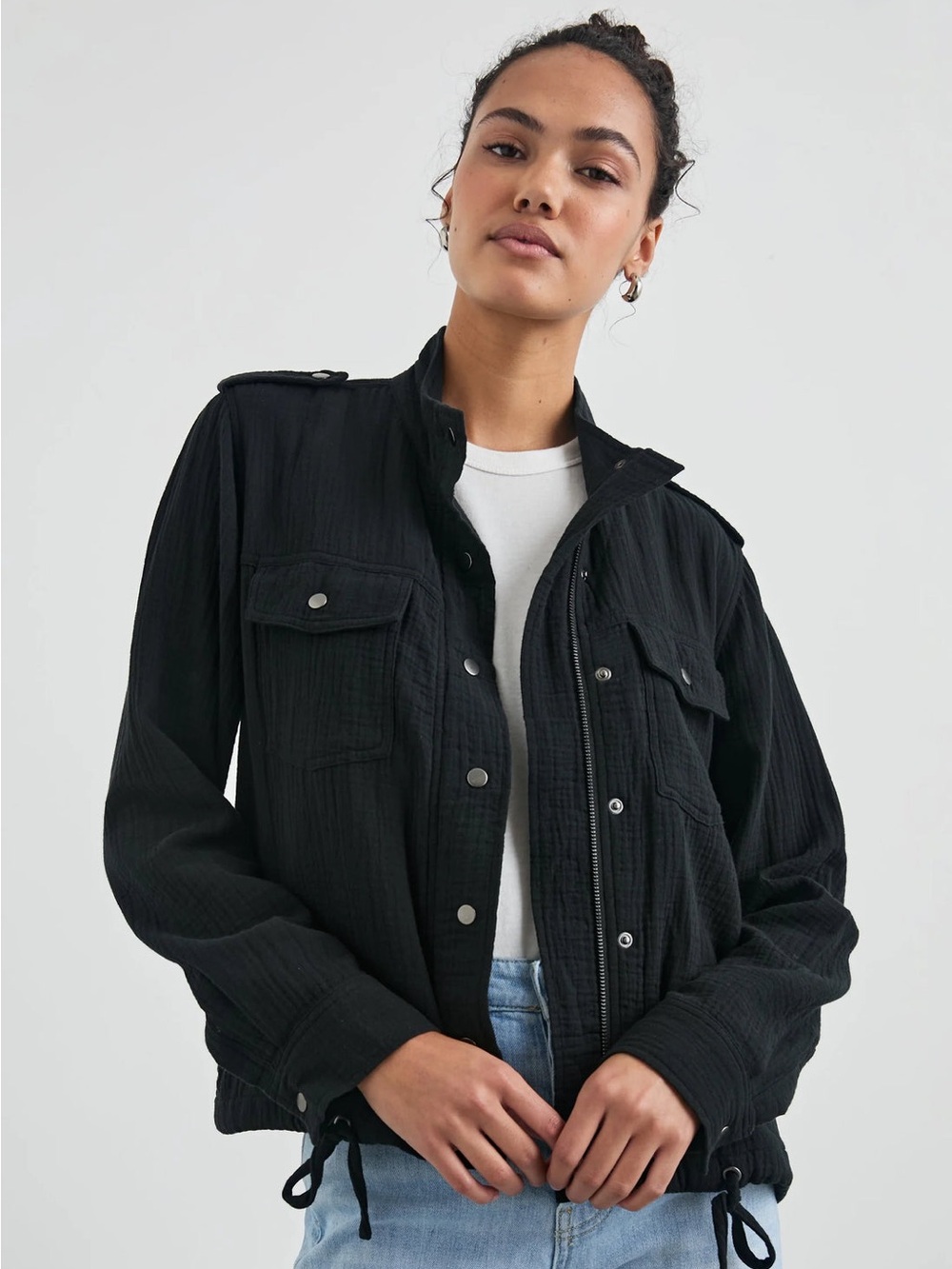 Rails black Collins Jacket gauze utility medium